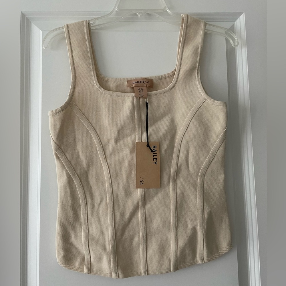 Bailey 44 Cream Ribbed Tank